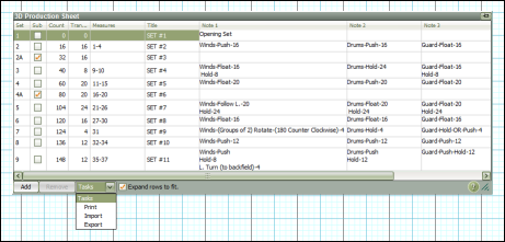 Production Sheet