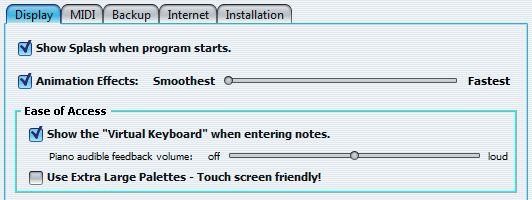 Preferences Display Tab